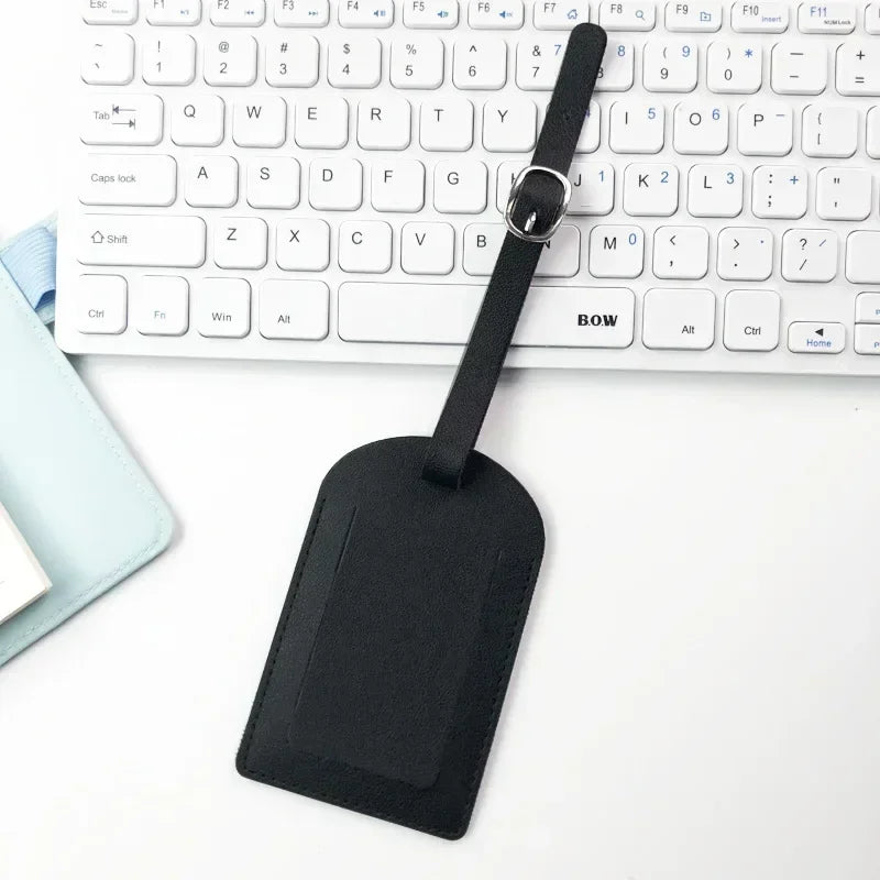 Leather Business Travel Luggage Tag Suitcase Address Label Luggage Boarding Case Label Name ID Address Clip Travel Accessories