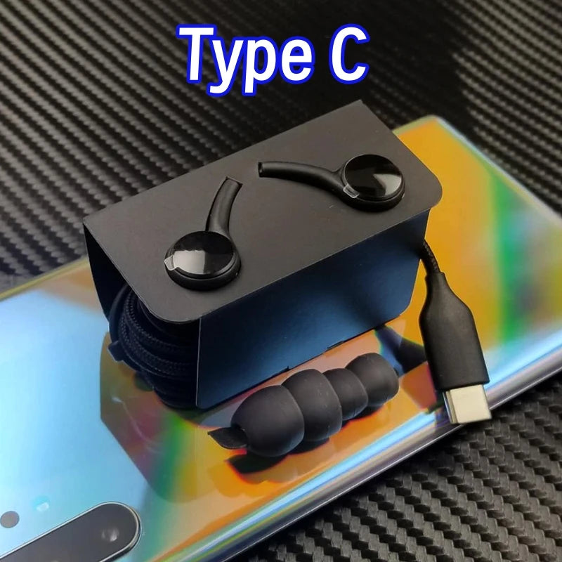 Original Type C Wired Earphone For 3.5mm Earbuds Samsung Galaxy S25 S24 S23 S21 S22 Ultra Plus Headphones A54 A34 A53 A53 Laptop