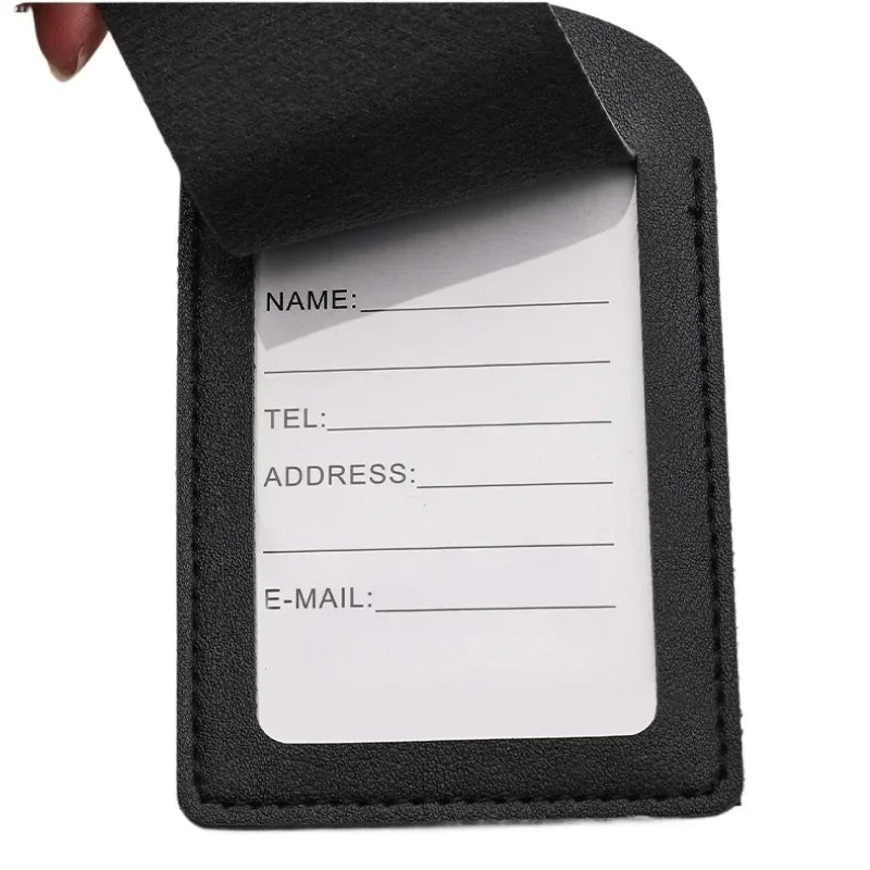 1PCS PU Leather Business Luggage Tag Suitcase Address Label Luggage Boarding Case Label Name ID Address Clip Travel Accessories