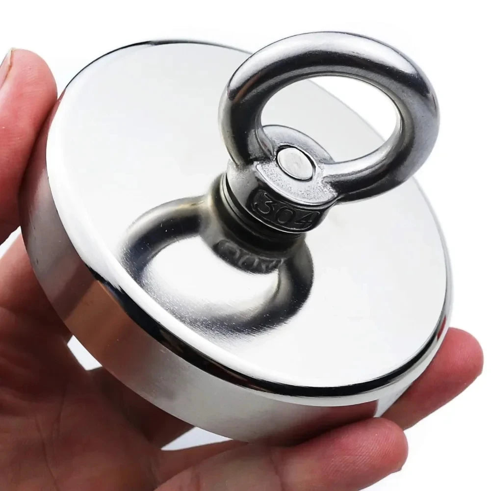 D16~D42mm Super Strong Neodymium Fishing Magnet N52 Heavy Duty Rare Earth Magnet with Countersunk Hole Eyebolt Salvage Magnetic