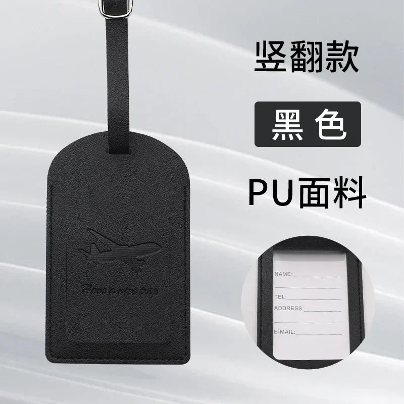 1PCS PU Leather Business Luggage Tag Suitcase Address Label Luggage Boarding Case Label Name ID Address Clip Travel Accessories