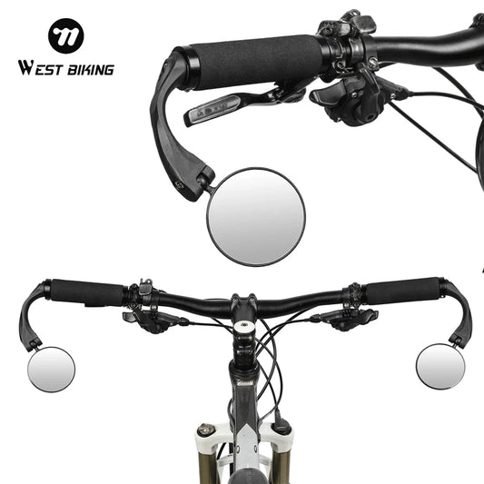 WEST BIKING Bicycle HD Rearview Mirror 360 Rotation Adjustable Bike Wide Angle Back Convex Mirror Handlebar Plug Cycling Safety