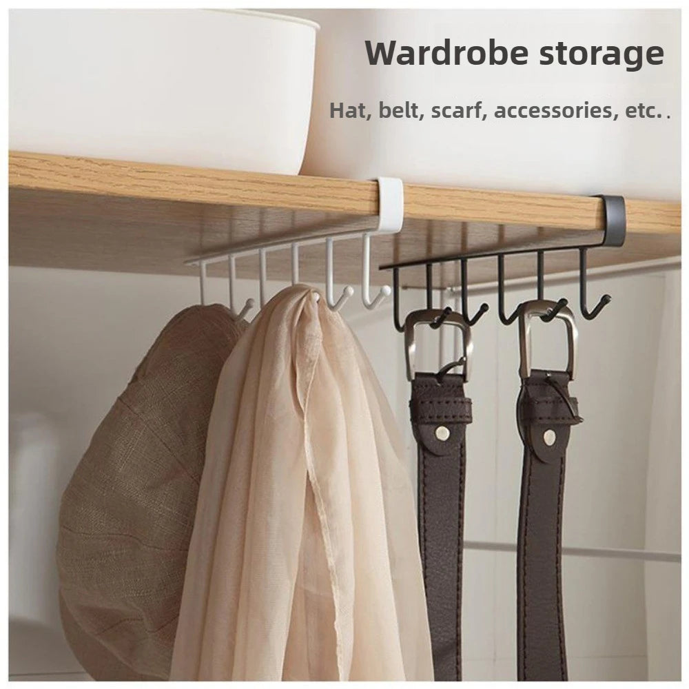 1pc wrought iron cabinet with 6 hooks, nail free and diamond free, easy installation, multi scene storage, neat storage