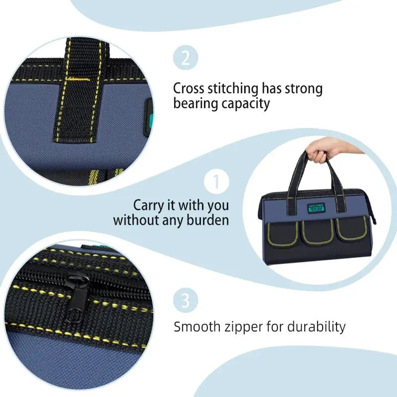 Multifunctional Tool Bag Large Capacity Oxford Canvas Waterproof Bag Thicken Wear-Resistant Tool Repair Storage Electrician Bag