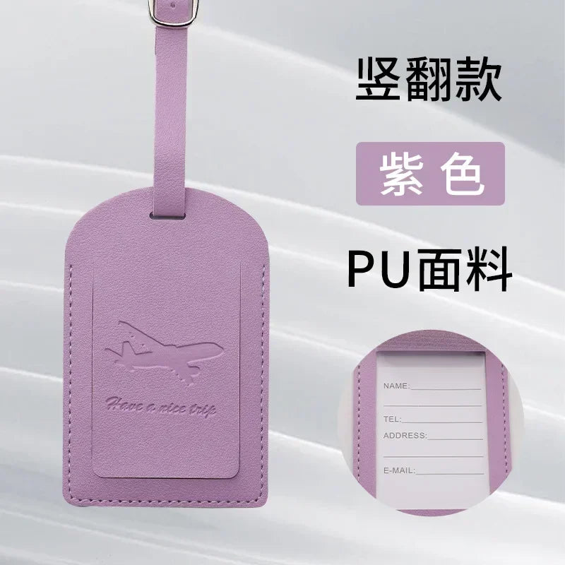 1PCS PU Leather Business Luggage Tag Suitcase Address Label Luggage Boarding Case Label Name ID Address Clip Travel Accessories