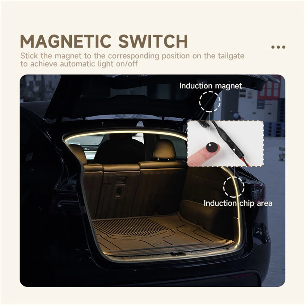 Ambient Car Lighting Trunk Light Strip 12V Ambience Lighting Magnetic Induction Decorative Strip LED Car Interior Lighting