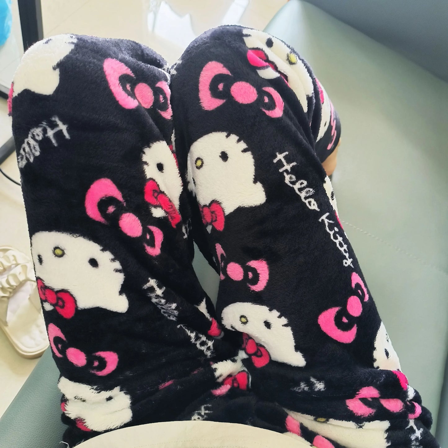 Cartoon Hello Kitty pajama pants for men and women spring and summer thin loose couple casual home pants walking pants