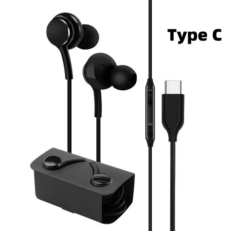 Original Type C Wired Earphone For 3.5mm Earbuds Samsung Galaxy S25 S24 S23 S21 S22 Ultra Plus Headphones A54 A34 A53 A53 Laptop