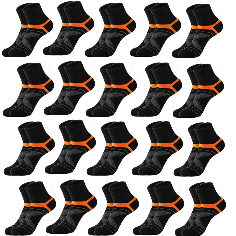 3/5/10/20 Pairs Lot Men's Socks Black Sports Socks Casual Run Autumn Winter High Quality Breathable Male Socks