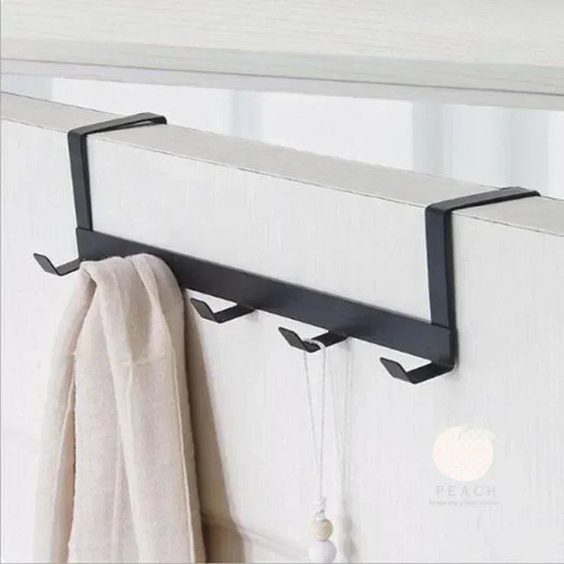 Hook Behind The Door Punch-free Five-row Wrought Iron Clothes Bag Hook Large Load-bearing Hat Sundries Storage Rack