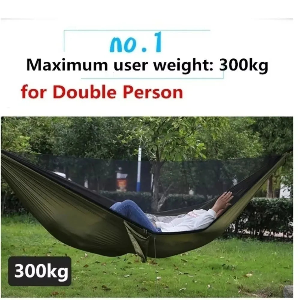 Outdoor Camping Hammock High Strength Parachute Fabric With Mosquito Net Lightweight Hanging Hammocks Hanging Bed Net 250x120cm