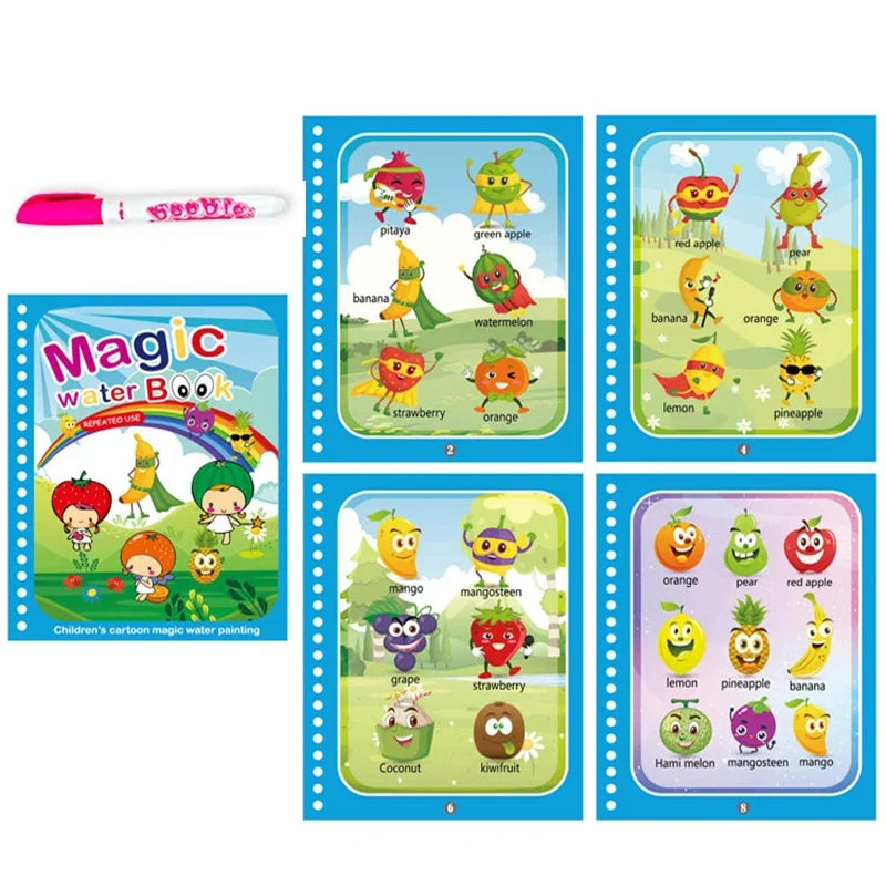 Children Early Education Toys Magical Book with Pen Water Drawing  Toys Gift Reusable Coloring Book Magic Drawing Book