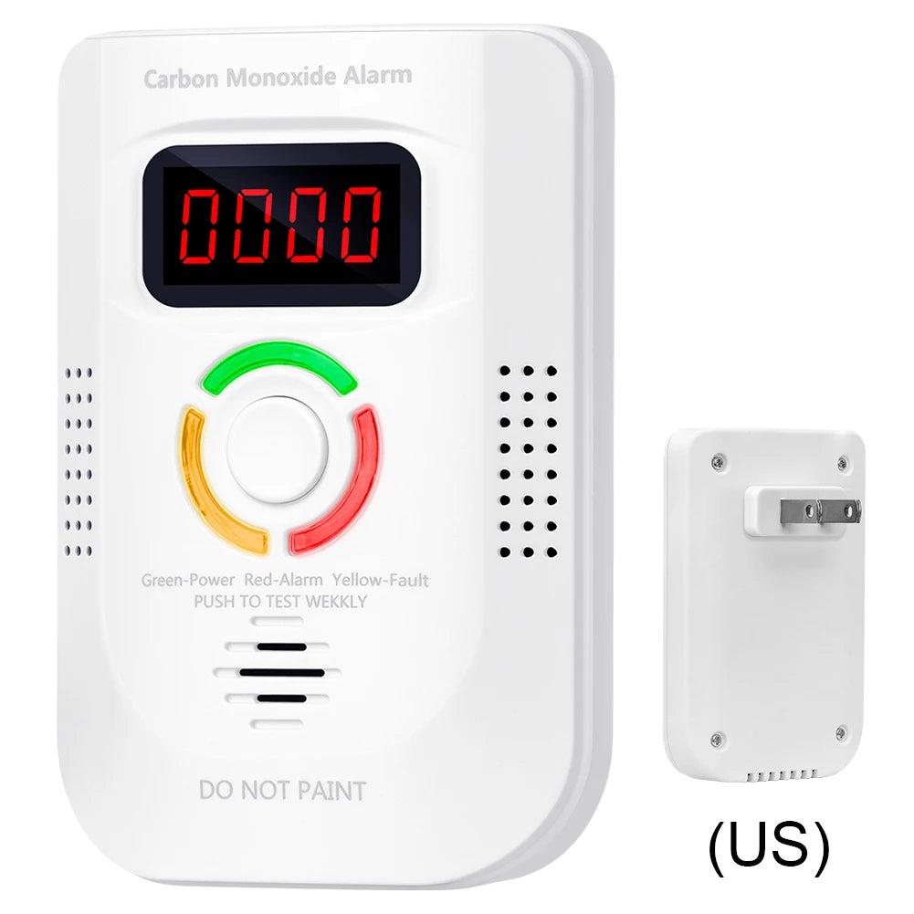 CO Sensor Carbon Monoxide Detector Plug In Alarm 85dB Siren Sound Independent CO Poisoning Warning Alarm Detector CO Meter