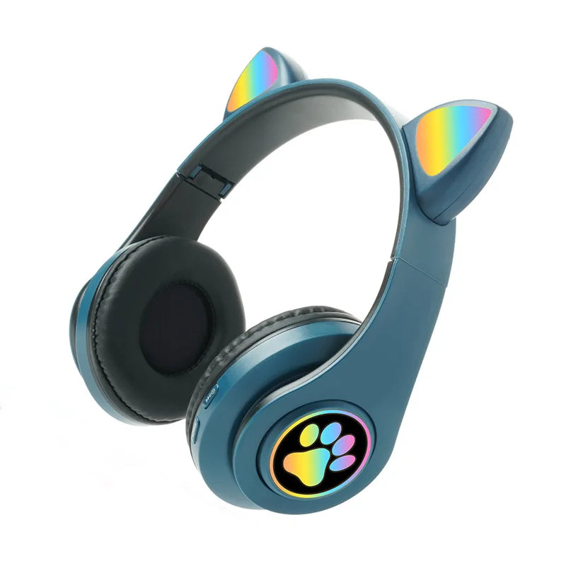 New arrival bluetooth ear head b39 cat ear luminous bluetooth ear head wearable foldable card mobile phone wireless headset neut