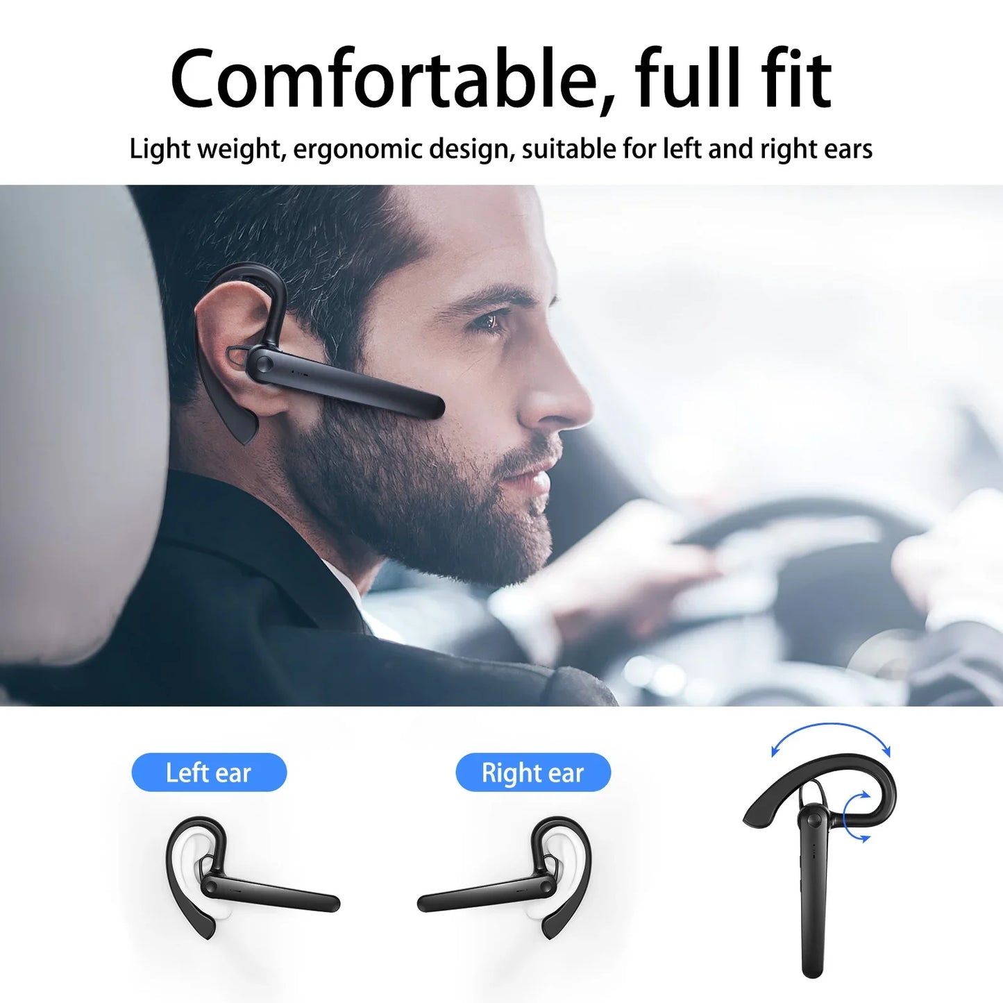 Wireless Bluetooth Headphones With Microphon Earphone ENC Noise Cancelling Handsfree Talking Headset Busines Auriculares Driving