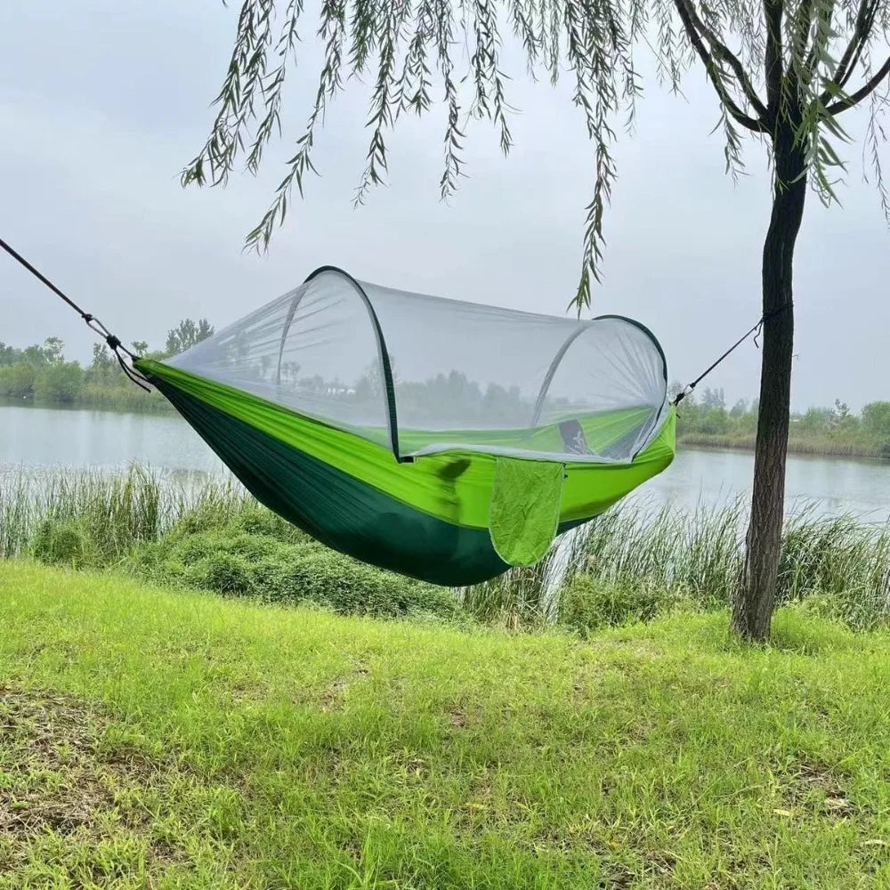 Outdoor Camping Hammock High Strength Parachute Fabric With Mosquito Net Lightweight Hanging Hammocks Hanging Bed Net 250x120cm