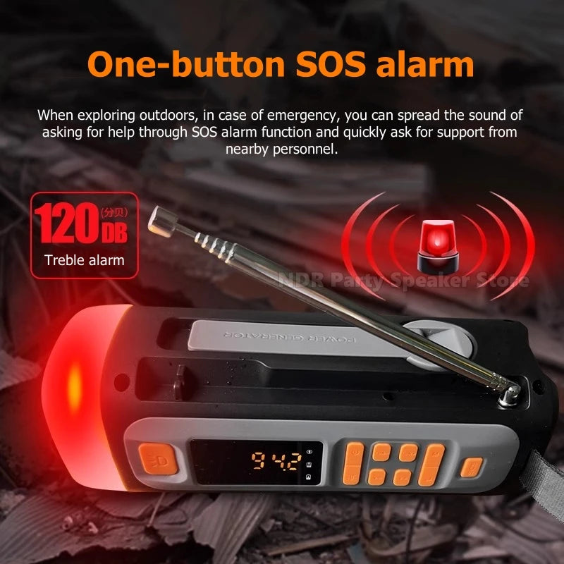 Disaster Prevention Hand-cranked Power Generation Radio Bluetooth Speakers Outdoor Emergency Survival Equipment Solar Charging