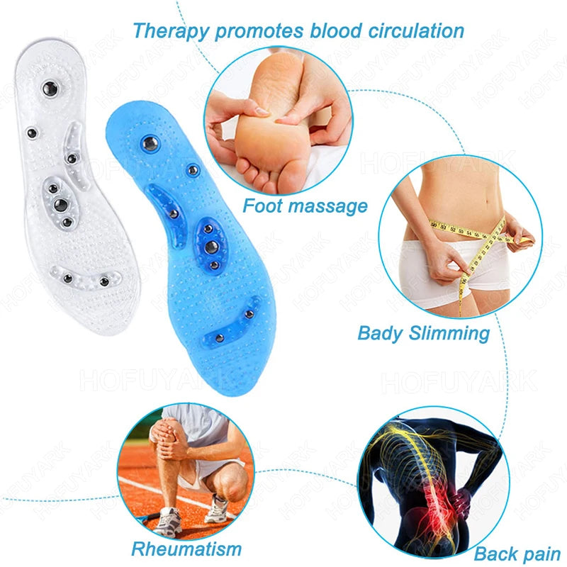Silicone Acupressure Magnetic Massage Insoles for Shoes Insert Foot Therapy Insoles Weight Loss Slimming Pain Relief Shoes Pads