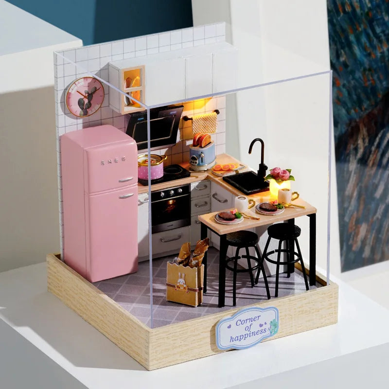 DIY Miniature Doll House 3D Puzzle Building Assembly Kit For Making Room Toys Home Bedroom Decorations With Furniture DollHouses