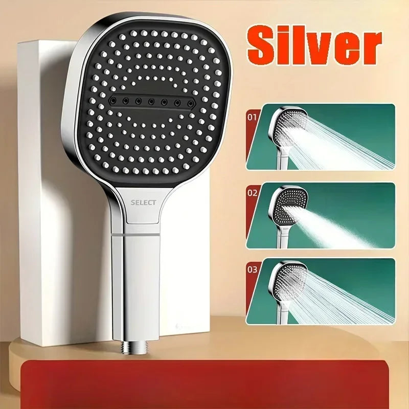 Large Panel Shower Head 3 Modes Adjustable High Pressure Water Massage Shower Head Water Saving Bathroom Accessories
