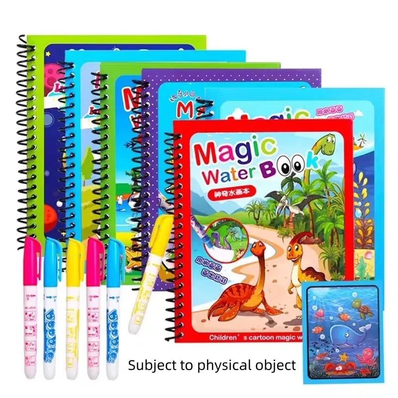 Children Early Education Toys Magical Book with Pen Water Drawing  Toys Gift Reusable Coloring Book Magic Drawing Book