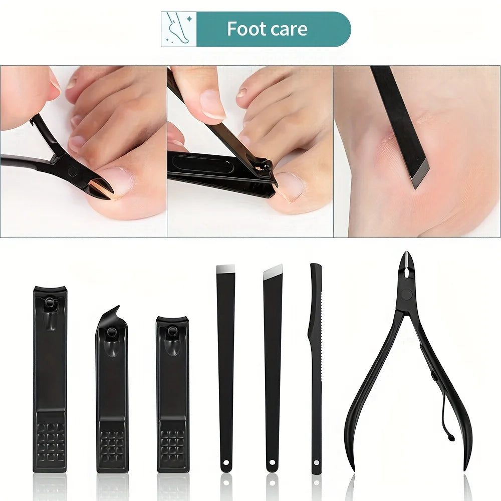 8/12/15/20/24 pcs Manicure Cutters Nail Clipper Set Household Stainless Steel Ear Spoon Pedicure Scissors Tool For Beauty