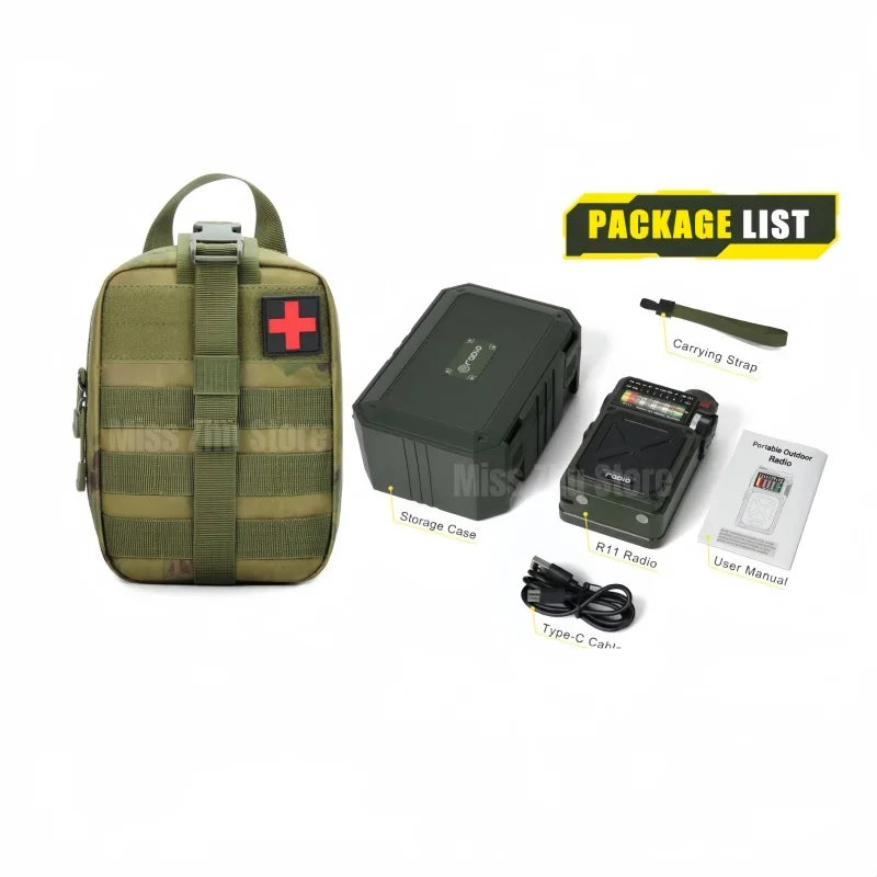 R11 hand cranked power generation emergency full band radio solar charging flashlight Bluetooth speaker SOS outdoor speakers