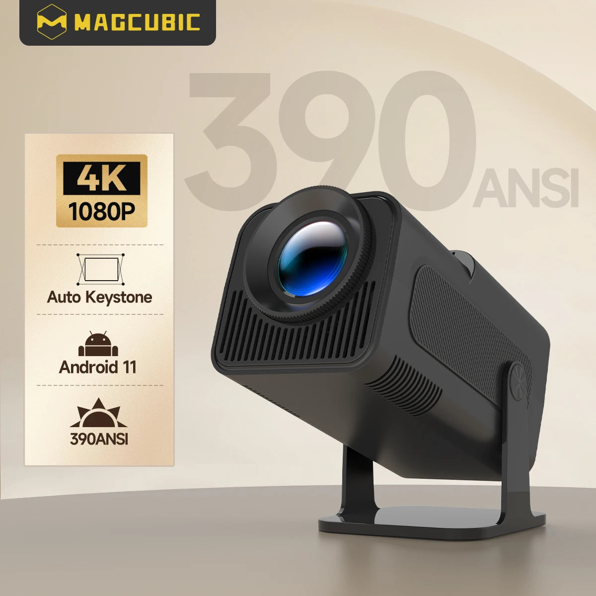 Magcubic  HY320 Android11 4K HD Projector WiFi6 Allwinner H713 390ANSI BT5.0 1920*1080P Outdoor portable projetor Upgrated HY300