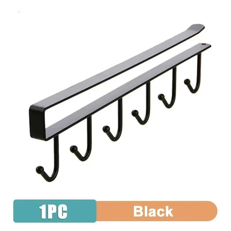 1pc wrought iron cabinet with 6 hooks, nail free and diamond free, easy installation, multi scene storage, neat storage