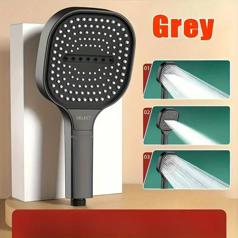 Large Panel Shower Head 3 Modes Adjustable High Pressure Water Massage Shower Head Water Saving Bathroom Accessories