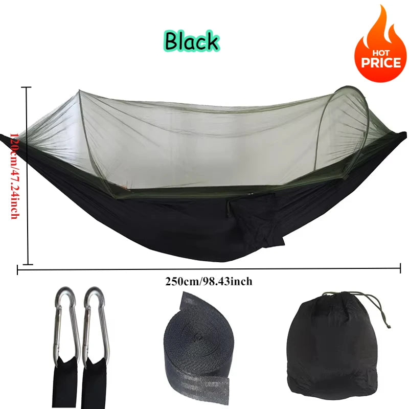 Outdoor Camping Hammock High Strength Parachute Fabric With Mosquito Net Lightweight Hanging Hammocks Hanging Bed Net 250x120cm