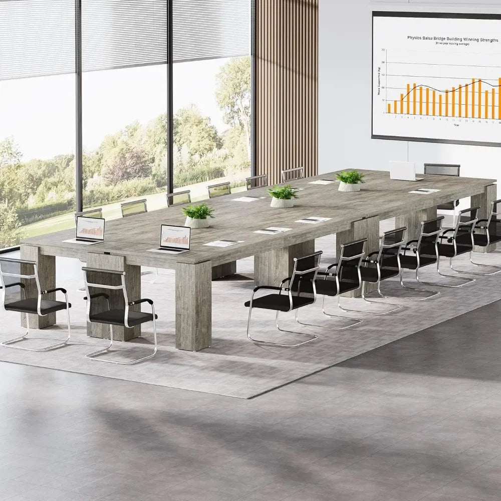 7 ft Extra Long Conference Table, 86-Inch Office Meeting Room Table, Modern Industrial Rectangle Gray Seminar Desk for 8 (1)