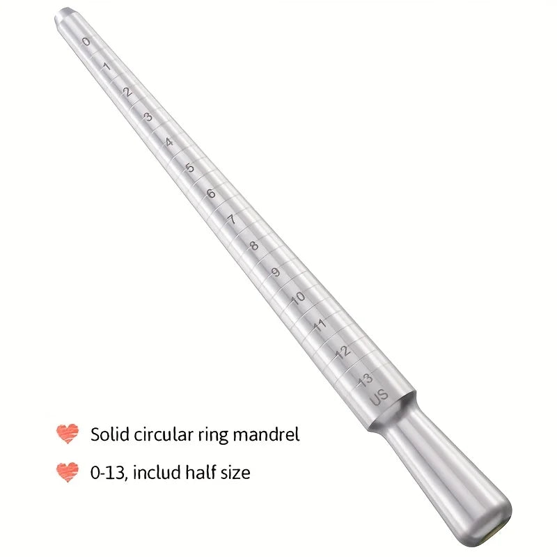 3pcs Stainless Steel Ring Sizer Mandrel Kit with Measuring Tool for Jewelry Making -Ideal Gift for DIY Enthusiasts and Beginners