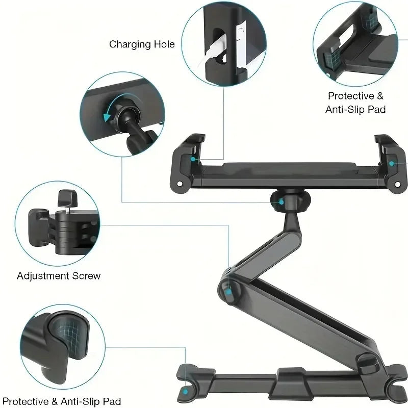 Telescopic Car Rear Pillow Phone Holder Tablet Rotating Car seat Rear Stand Headrest Brac ket for Phone Tablet 5 13 Inch