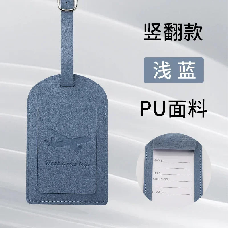 1PCS PU Leather Business Luggage Tag Suitcase Address Label Luggage Boarding Case Label Name ID Address Clip Travel Accessories