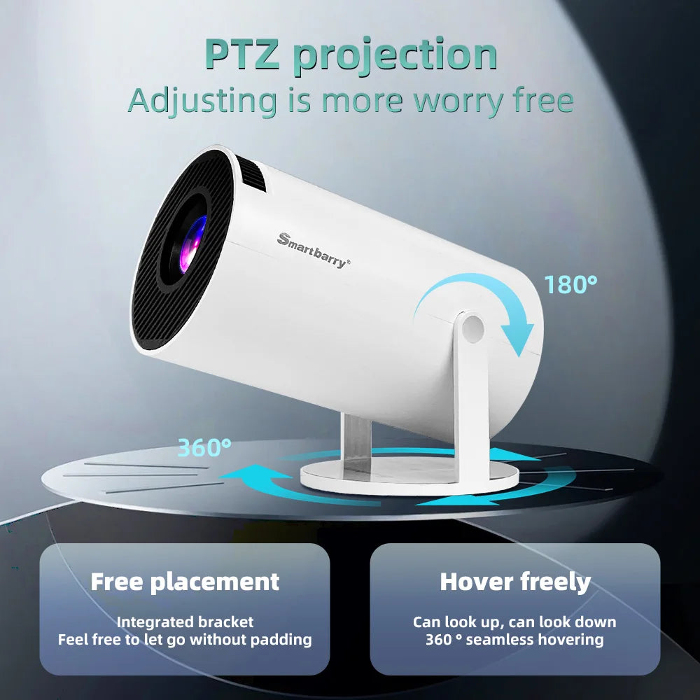 KaiAqua Projector Android 11 4K 1280*720P HT88 Dual Wifi 260ANSI 180°flexible BT5.0 Cinema Outdoor Portable Projector