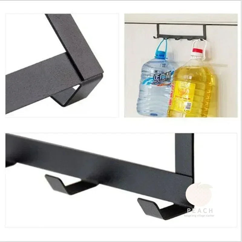 Hook Behind The Door Punch-free Five-row Wrought Iron Clothes Bag Hook Large Load-bearing Hat Sundries Storage Rack