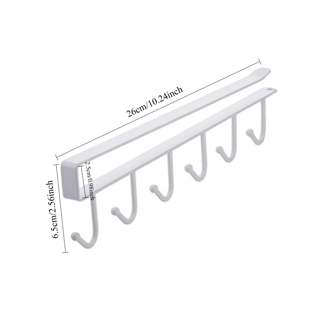 1pc wrought iron cabinet with 6 hooks, nail free and diamond free, easy installation, multi scene storage, neat storage