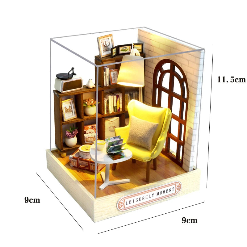 Mini Doll House DIY Small House Kit Handmade 3D Puzzle Assembly Model Building Room Bedroom Decoration Wooden Craft BirthdayGift