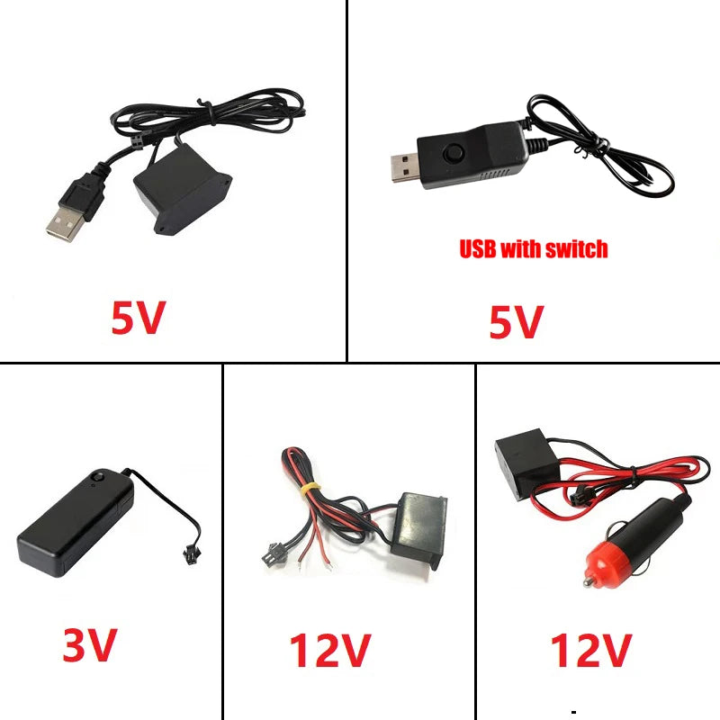 1/2/3/4/5M LED Car Interior Decoration Light EL Wiring Light USB wire control Auto DIY Flexible Ambient Light Neon Strip