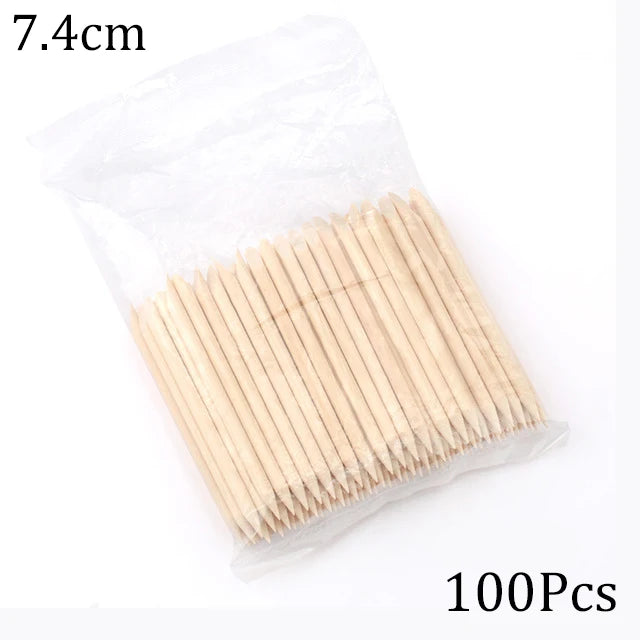 100/50pcs Nail Art Pusher Orange Wood Sticks Cuticle Pusher Remover Rhinestones Dotting Removal Manicure Pedicure Care Tools