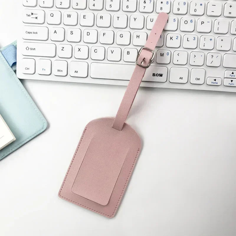 Leather Business Travel Luggage Tag Suitcase Address Label Luggage Boarding Case Label Name ID Address Clip Travel Accessories