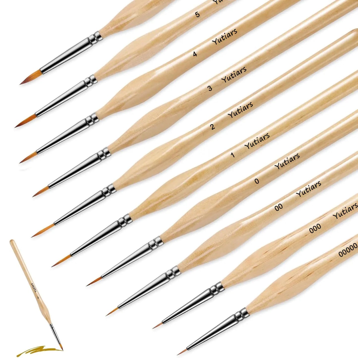 10/11pcs Miniature Paint Brushes, Detail Tip Paint Brushes Set With Ergonomic Handle - Suitable For Acrylic Painting, Oil, Wat