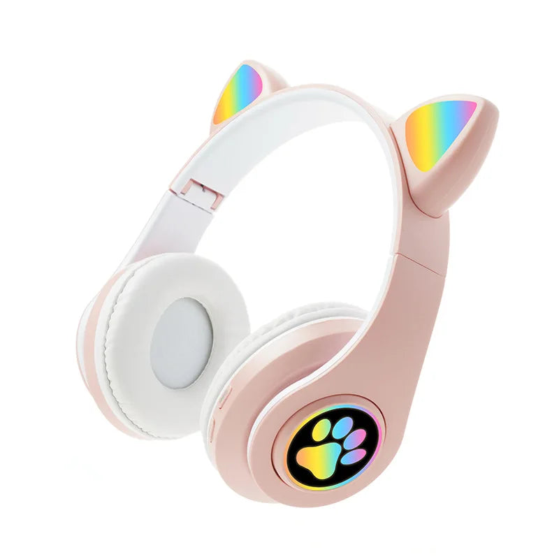 New arrival bluetooth ear head b39 cat ear luminous bluetooth ear head wearable foldable card mobile phone wireless headset neut