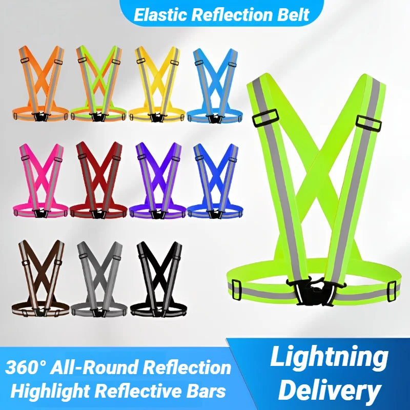 High Elasticity Reflective Safety Vests Lightweight Adjustable Elastic Vest Jacket Strips For Traffic Control Running Riding