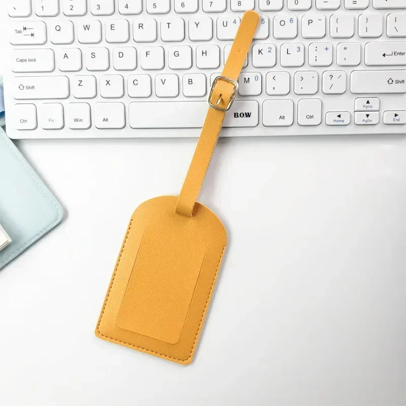Leather Business Travel Luggage Tag Suitcase Address Label Luggage Boarding Case Label Name ID Address Clip Travel Accessories
