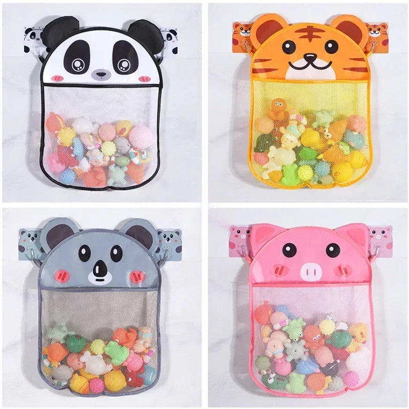 Animal Shower Hanging Basket Baby Bath Toys Organizer Kids Tidy Storage Suction Bathroom Bathtub Doll Hanging Bag Basket