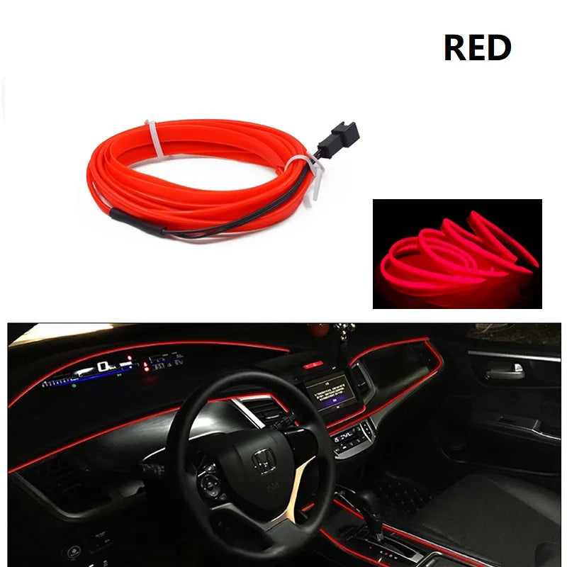 1/2/3/4/5M LED Car Interior Decoration Light EL Wiring Light USB wire control Auto DIY Flexible Ambient Light Neon Strip