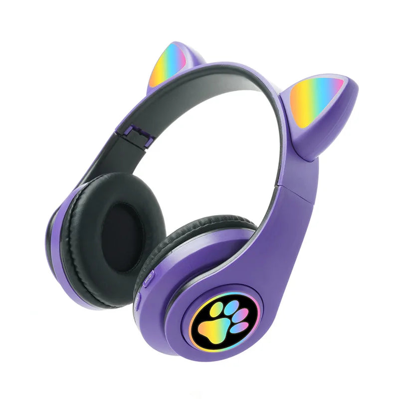 New arrival bluetooth ear head b39 cat ear luminous bluetooth ear head wearable foldable card mobile phone wireless headset neut