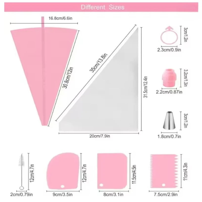 Silicone Piping Tip Set Cake Frosting Tips Stainless Steel Nozzles Spatula  DIY Baking Tools Accessory